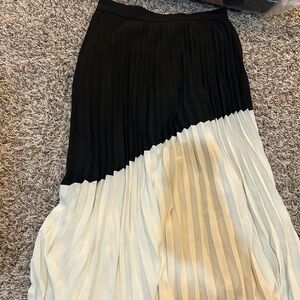 Express Ribbed V-Neck dress and pleated skirt